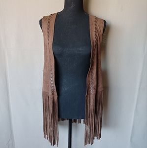 Faux-Suede Fringe Vest